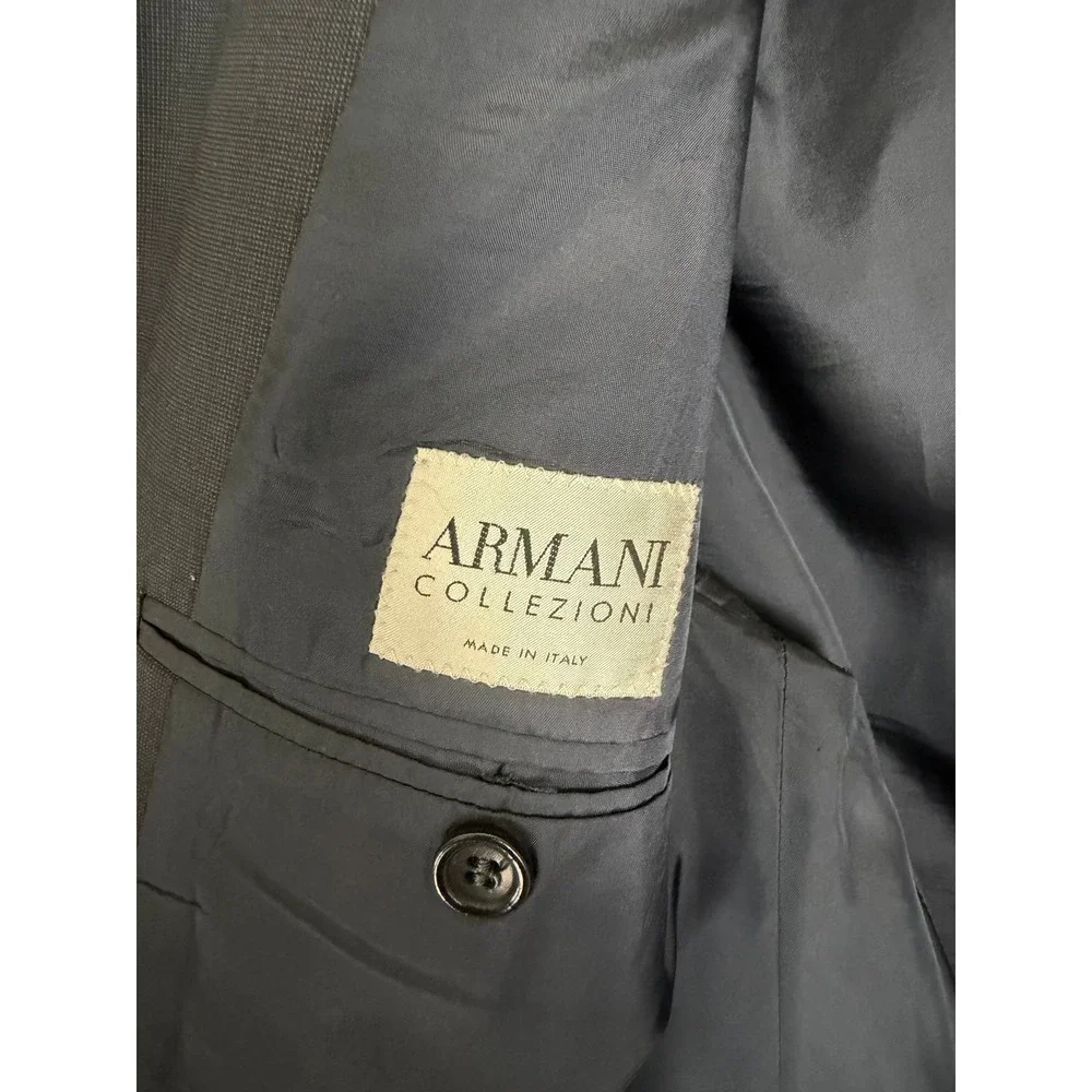 Armani Collezioni Mens 44R Navy Blue 3 Button Wool Blazer Sport Coat Italy 1567